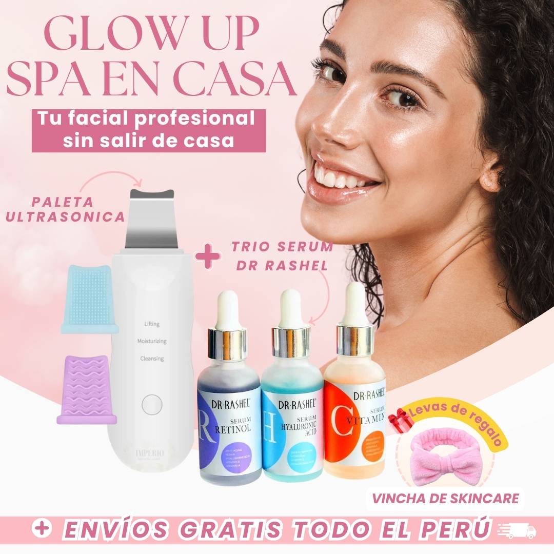 Glow Up Spa en Casa – Kit Facial Ultrasónico + Sérums Dr Rashel + Regalo